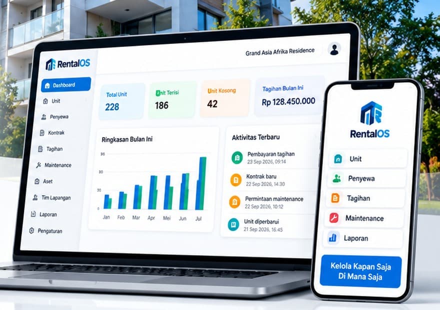Ilustrasi penggunaan RentalOS — Property Rental & Unit Management System